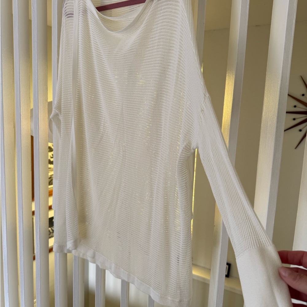 Nordstrom Lightweight Ivory Mesh Knit Wrap/Sweater